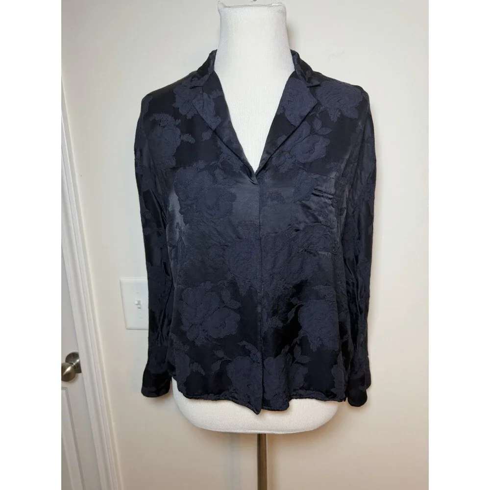 Vince. Jacquard Popover Pajama Top Blue Women’s Small